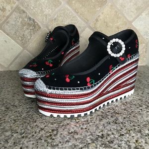 Marc Jacobs cherry Bling Espadrille Platforms